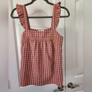 Gingham Top with Ruffle Straps